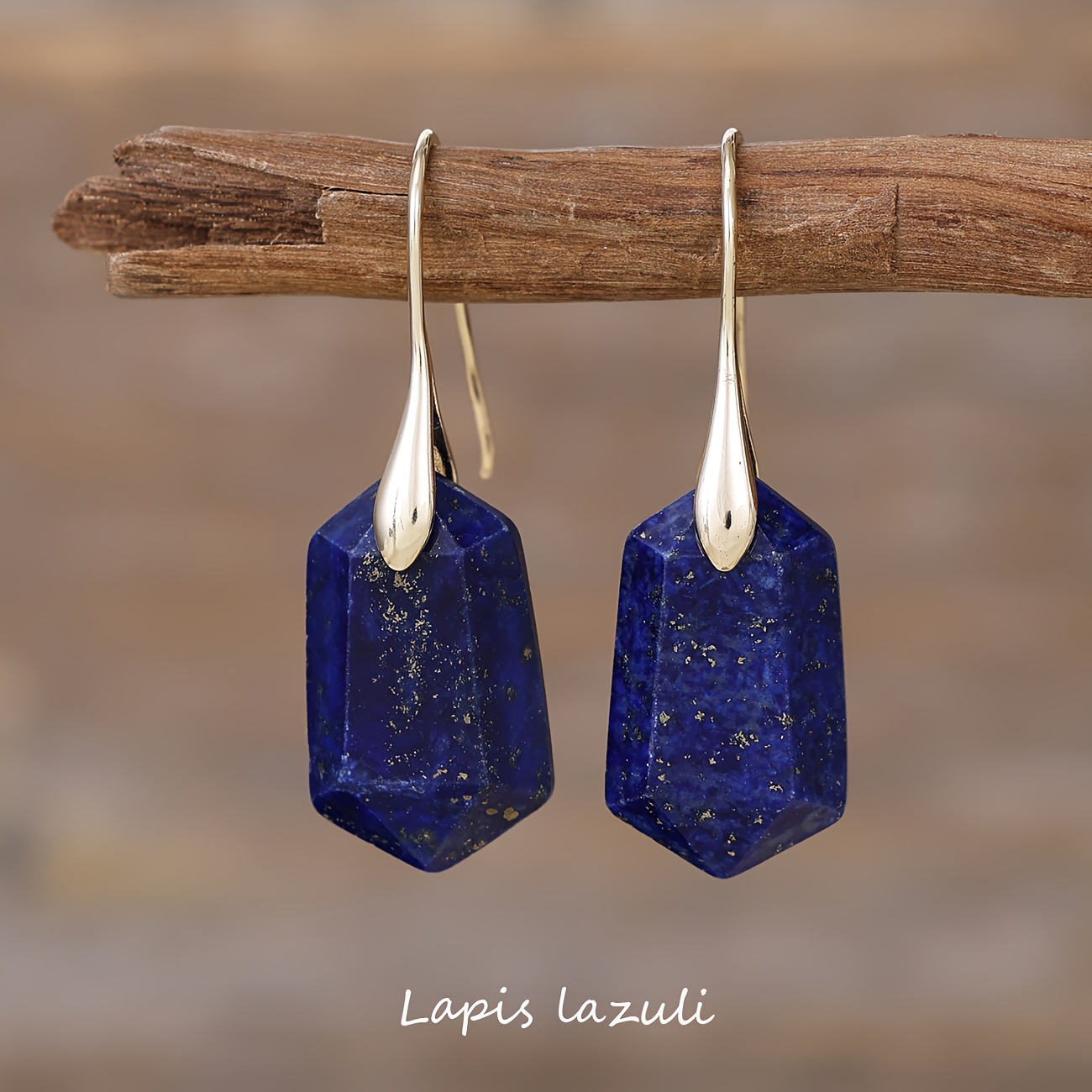 Fashionable Natural Stone Earrings with Golden Hooks